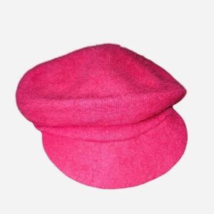 Vintage Y2K Newsboy Hat Angora Blend Hot Pink